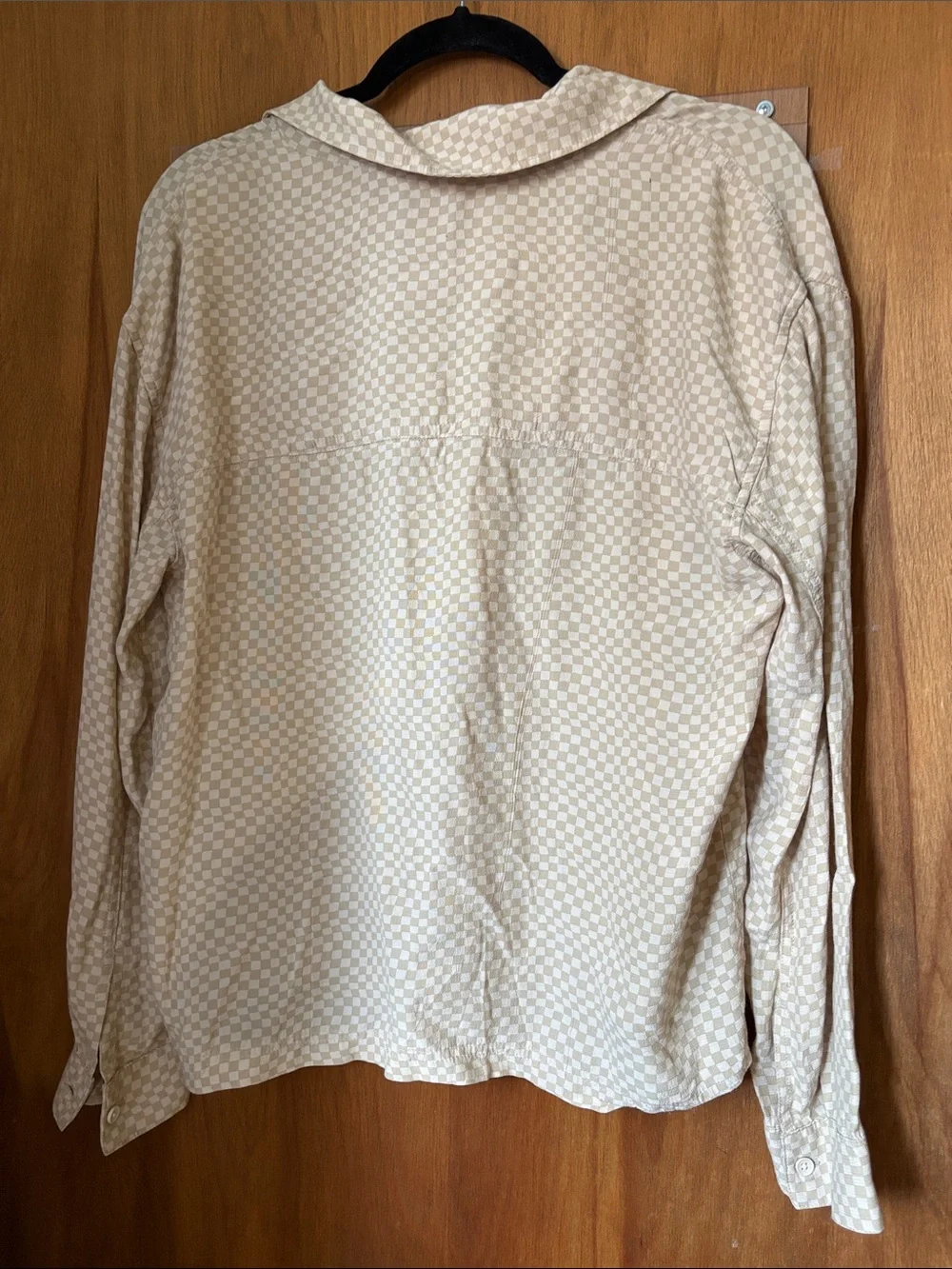 Vans Beige Checkerboard Long-Sleeve Button-Down Shirt